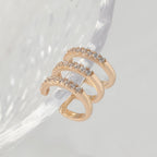 Studded Triple Layer CZ Gold Anti Tarnish Single Ear Cuff Earring Bulk