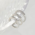 Studded Triple Layer CZ Gold Anti Tarnish Single Ear Cuff Earring Bulk