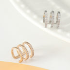 Studded Triple Layer CZ Gold Anti Tarnish Single Ear Cuff Earring Bulk
