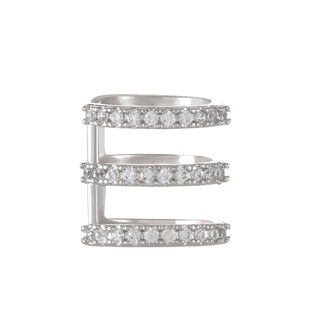 Studded Triple Layer CZ Gold Anti Tarnish Single Ear Cuff Earring Bulk