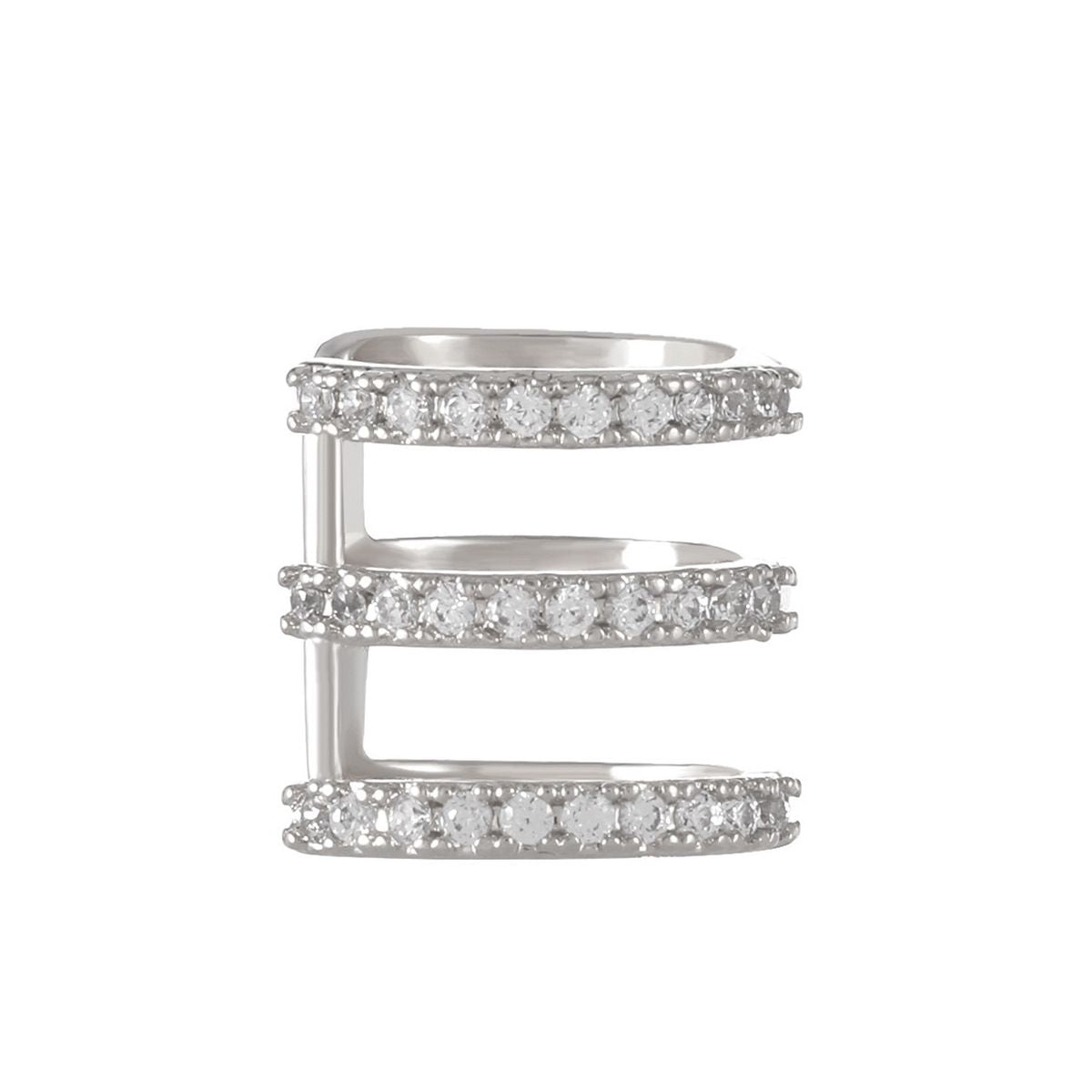 Studded Triple Layer CZ Gold Anti Tarnish Single Ear Cuff Earring Bulk