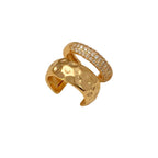 Beaten CZ 18K Gold Anti Tarnish Single Ear Cuff Earring Bulk