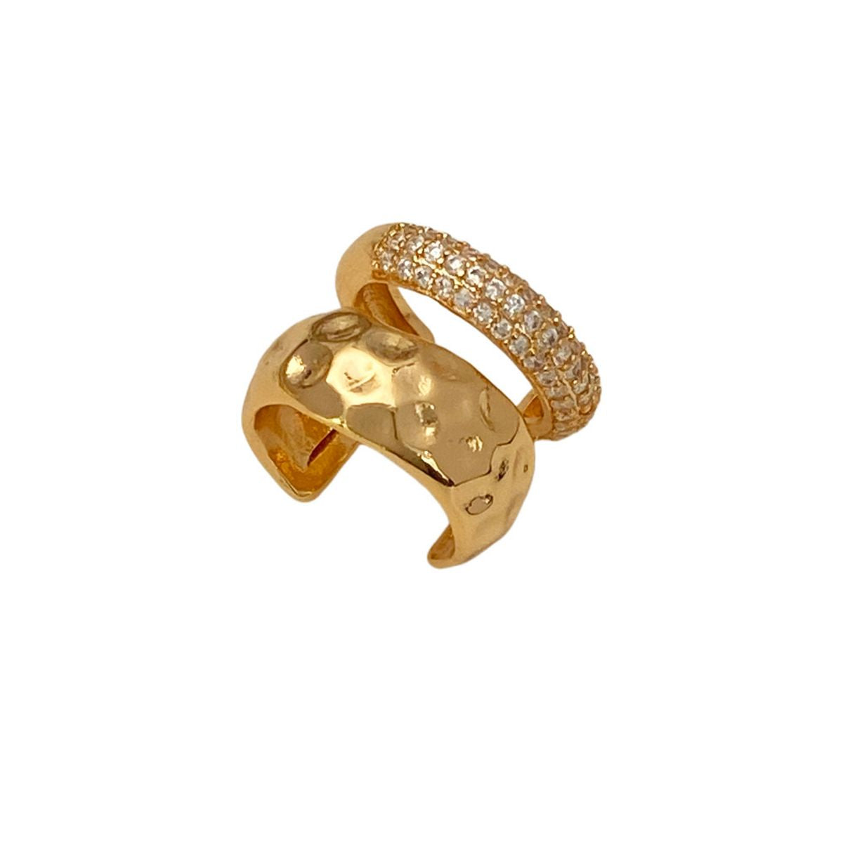 Beaten CZ 18K Gold Anti Tarnish Single Ear Cuff Earring Bulk
