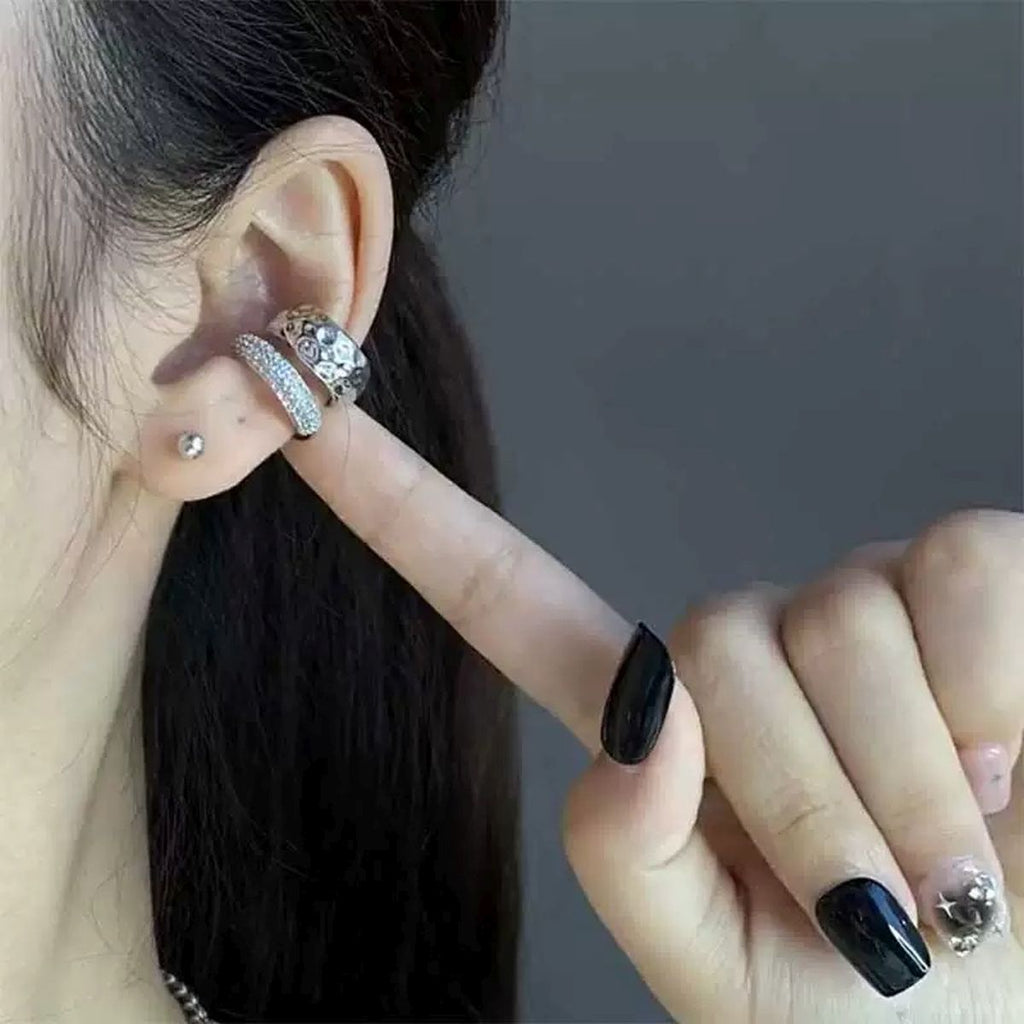 Beaten CZ 18K Gold Anti Tarnish Single Ear Cuff Earring Bulk
