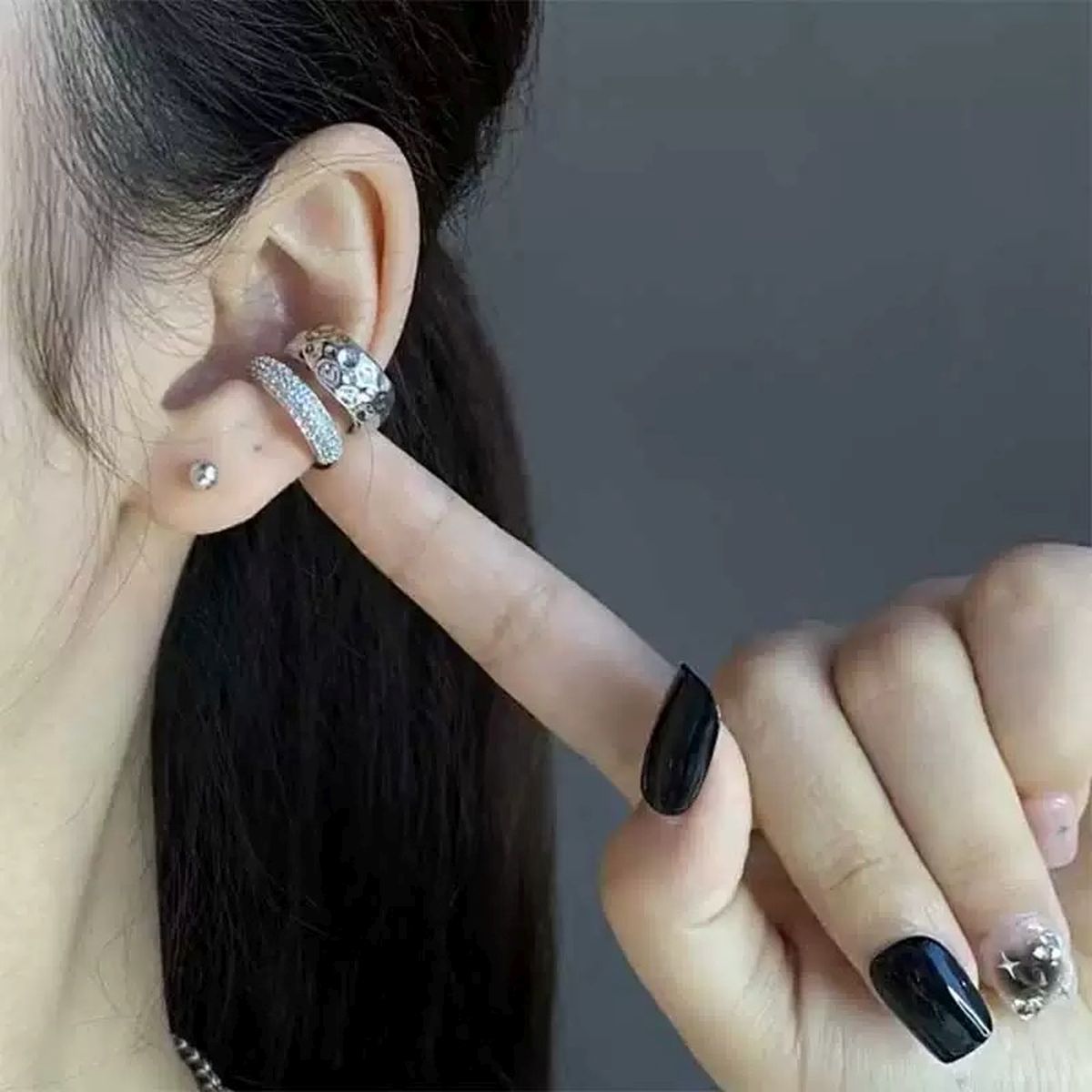 Beaten CZ 18K Gold Anti Tarnish Single Ear Cuff Earring Bulk