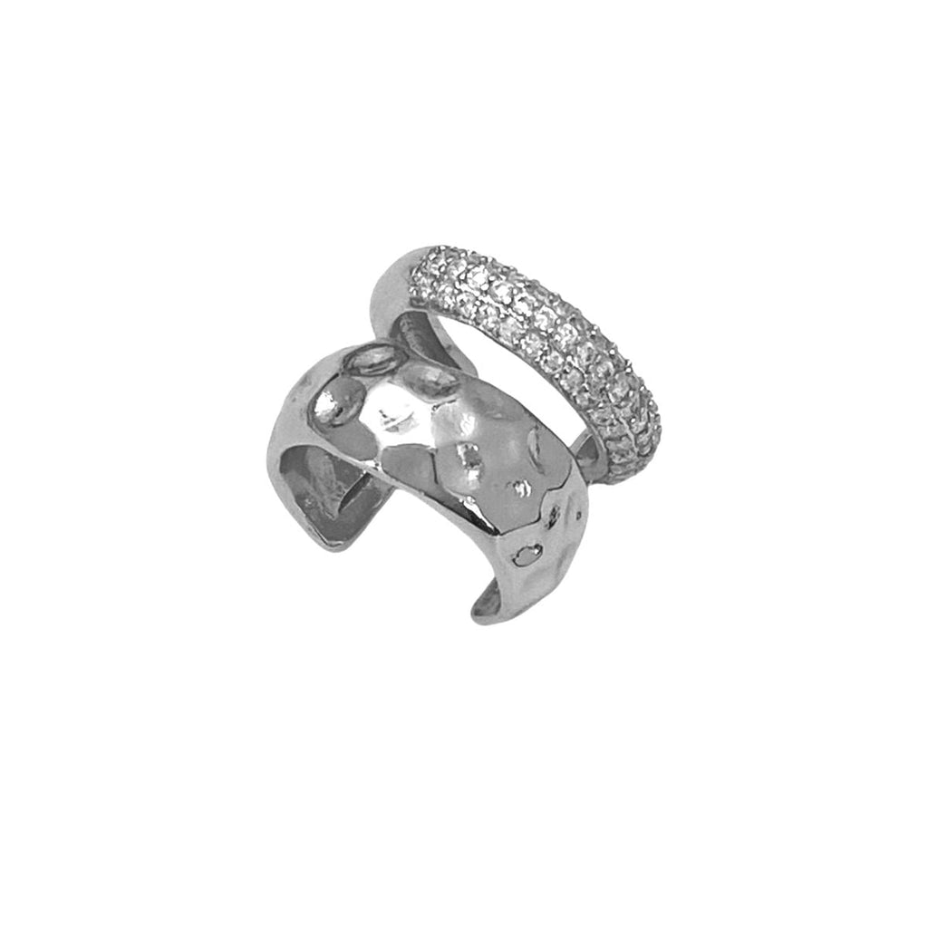 Beaten CZ 18K Gold Anti Tarnish Single Ear Cuff Earring Bulk