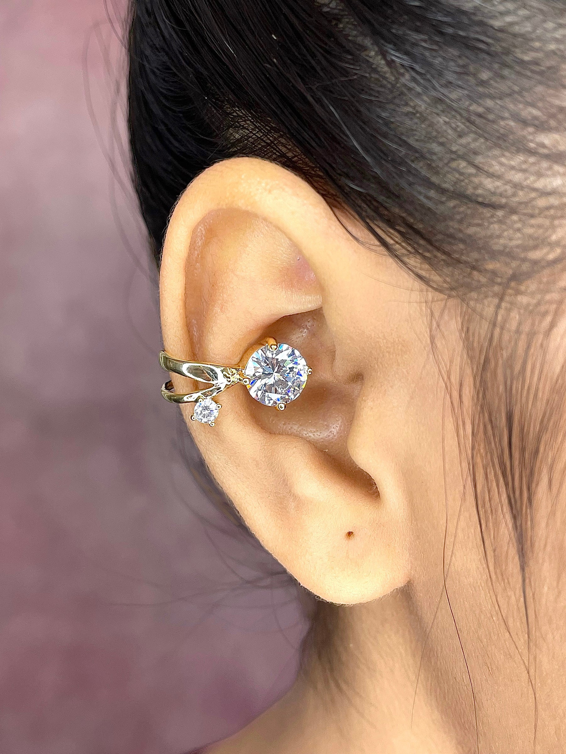 Solitaire CZ 18K Gold Anti Tarnish Single Ear Cuff Earring Bulk