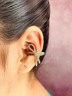 Ribbon CZ 18K Gold Anti Tarnish Single Ear Cuff Earring Bulk