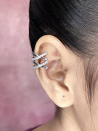 Cross Over CZ 18K Gold Anti Tarnish Single Ear Cuff Earring Bulk