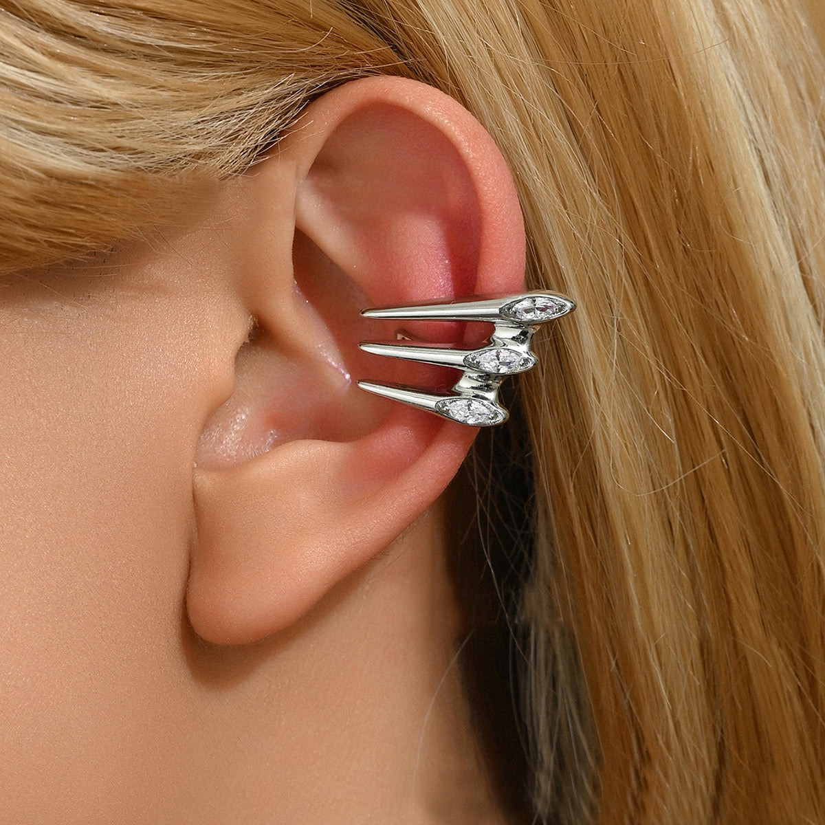 Spike Layer CZ 18K Gold Anti Tarnish Single Ear Cuff Earring Bulk