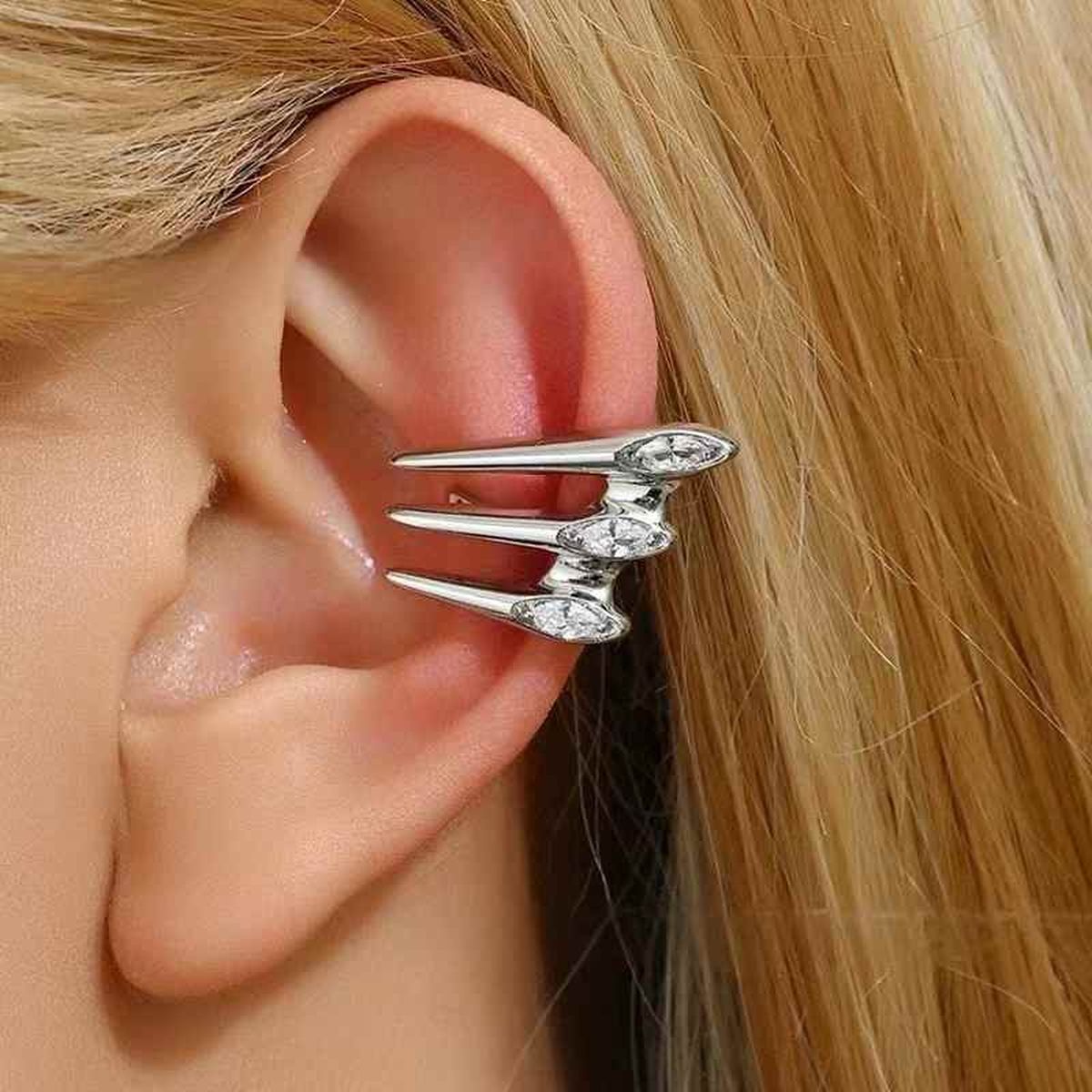 Spike Layer CZ 18K Gold Anti Tarnish Single Ear Cuff Earring Bulk