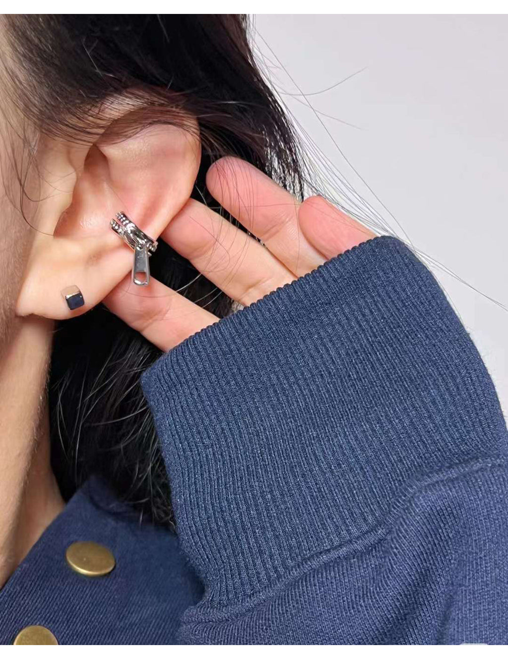 Zip Chain CZ 18K Gold Anti Tarnish Single Ear Cuff Earring Bulk