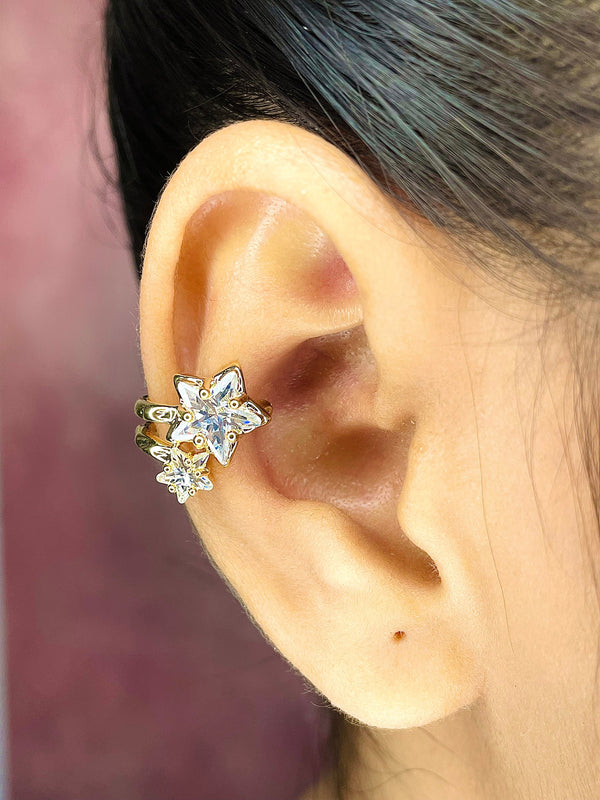 Star Cubic Zirconia 18K Gold Anti Tarnish Single Ear Cuff Earring Bulk Main image