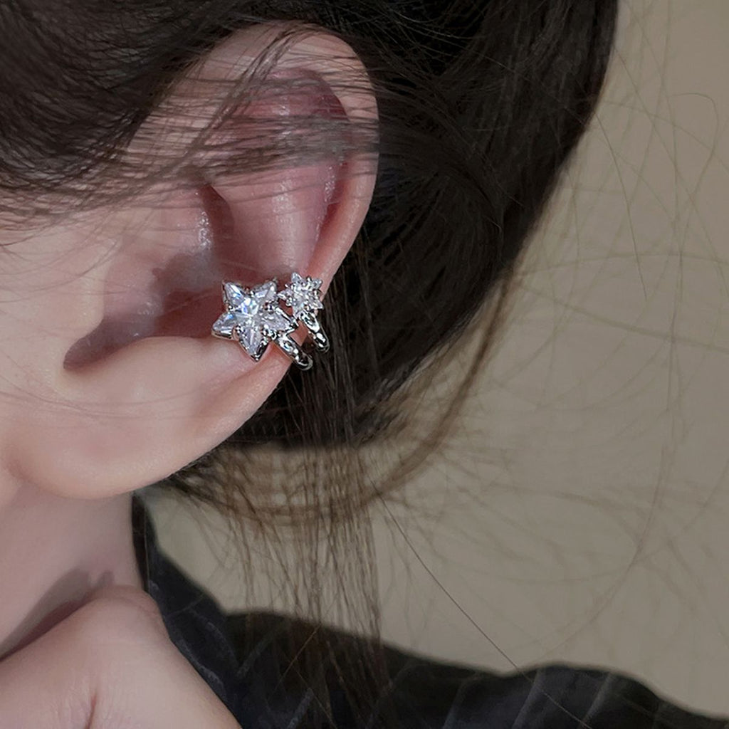 Star Cubic Zirconia 18K Gold Anti Tarnish Single Ear Cuff Earring Bulk