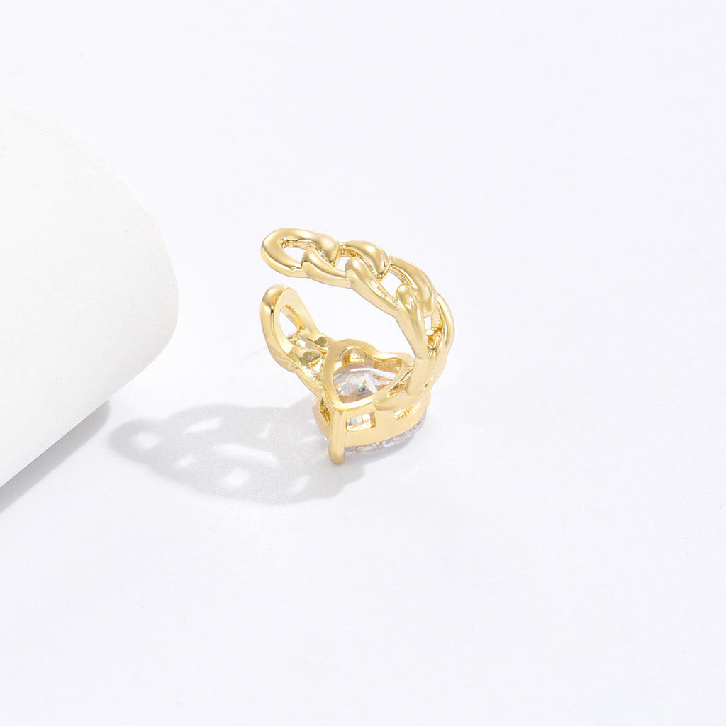 Heart CZ 18K Gold Anti Tarnish Single Ear Cuff Earring Bulk