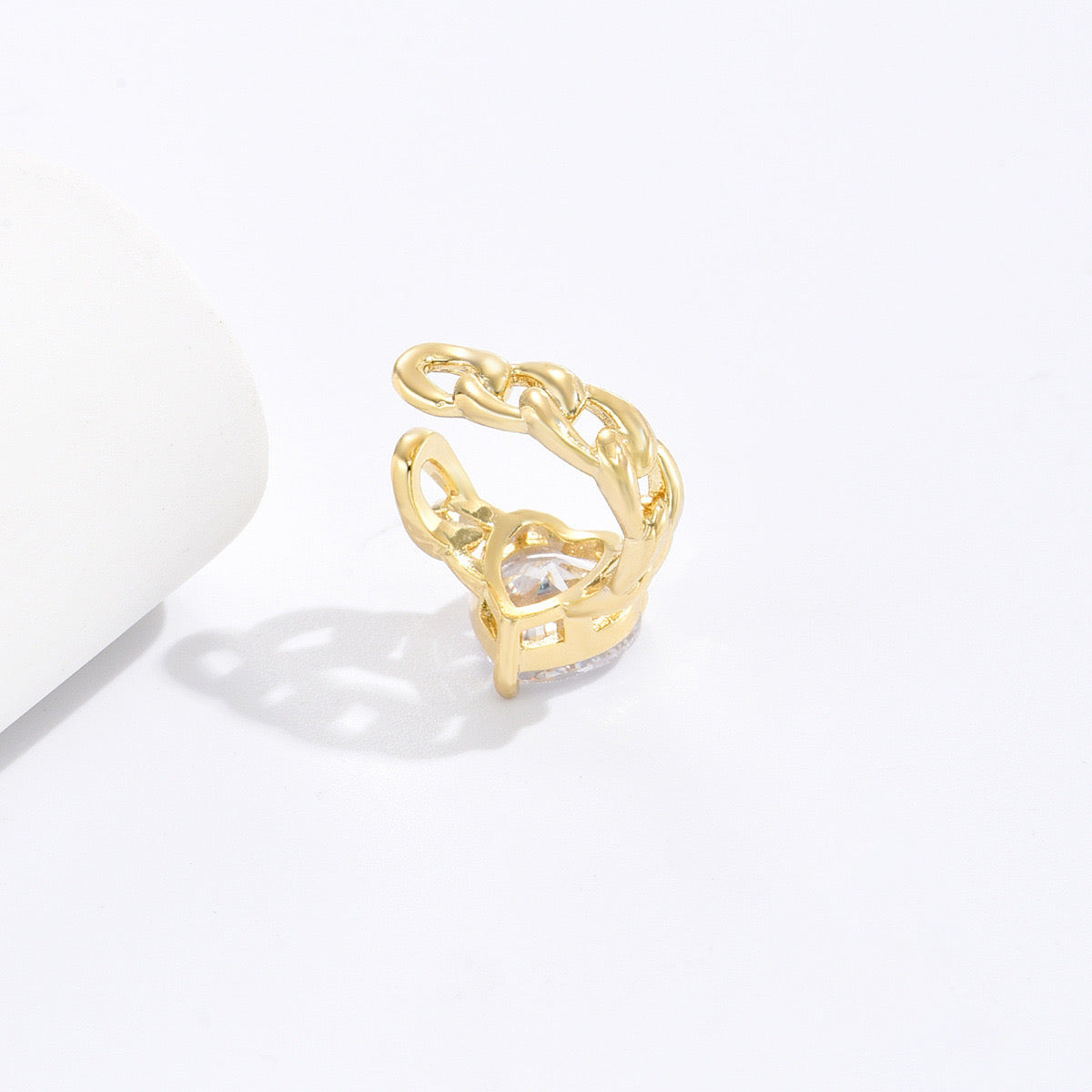 Heart CZ 18K Gold Anti Tarnish Single Ear Cuff Earring Bulk