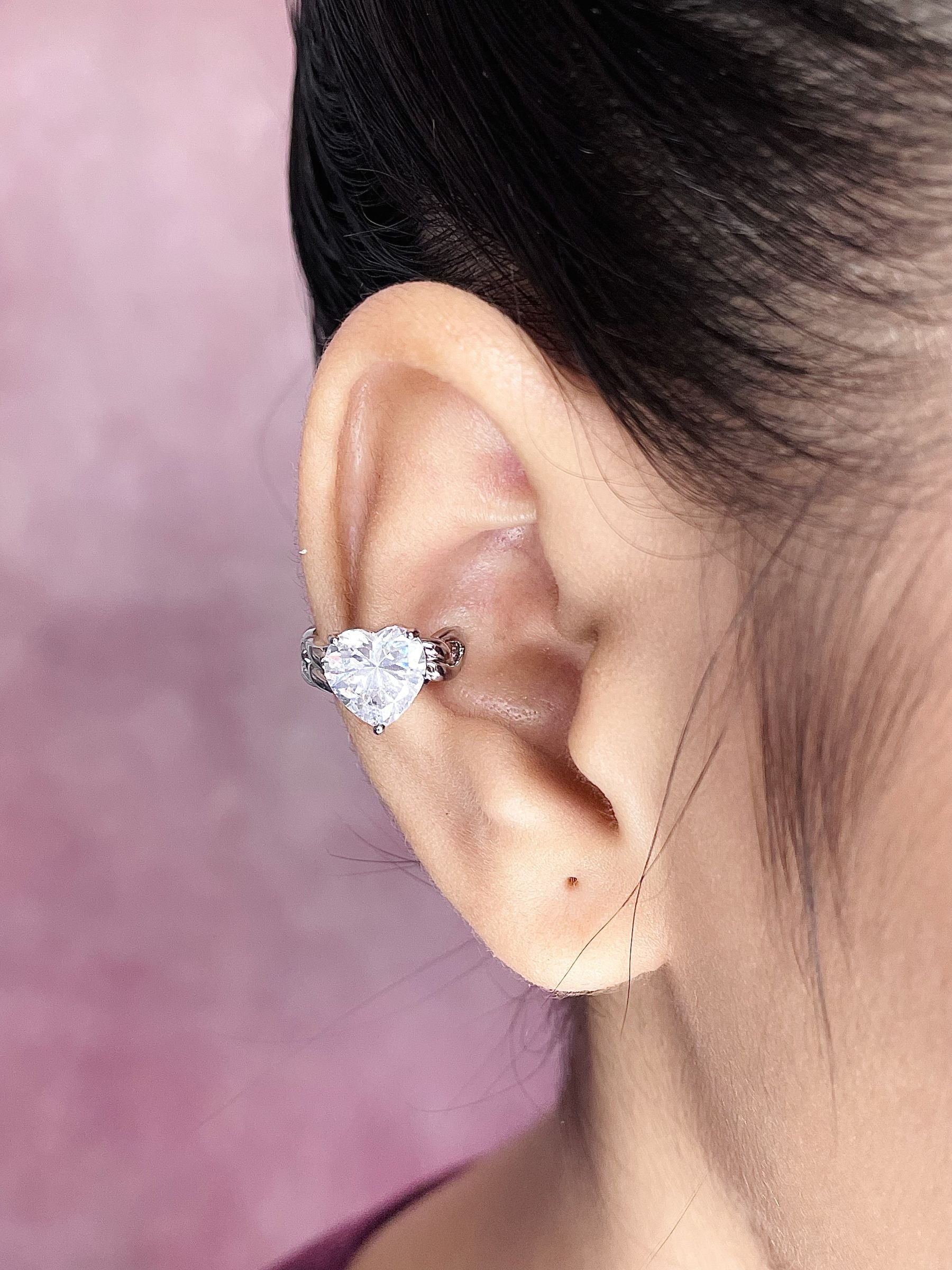 Heart CZ 18K Gold Anti Tarnish Single Ear Cuff Earring Bulk