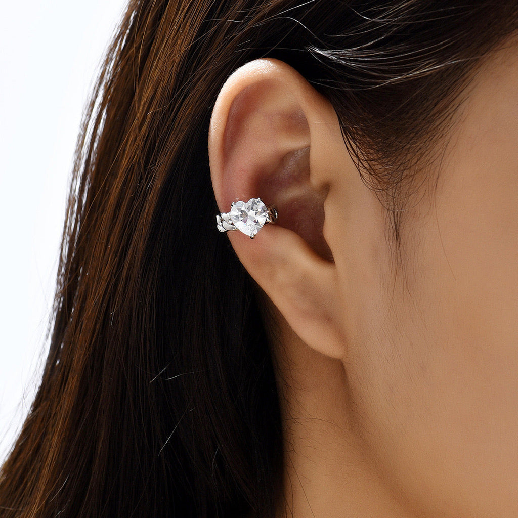 Heart CZ 18K Gold Anti Tarnish Single Ear Cuff Earring Bulk