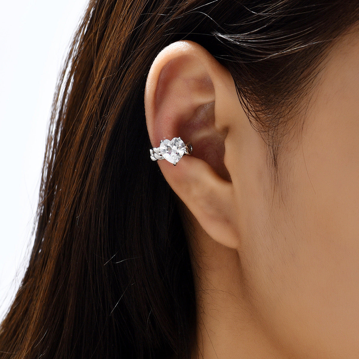 Heart CZ 18K Gold Anti Tarnish Single Ear Cuff Earring Bulk