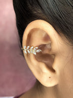 Marquise Leaf CZ 18K Gold Anti Tarnish Single Ear Cuff Earring Bulk