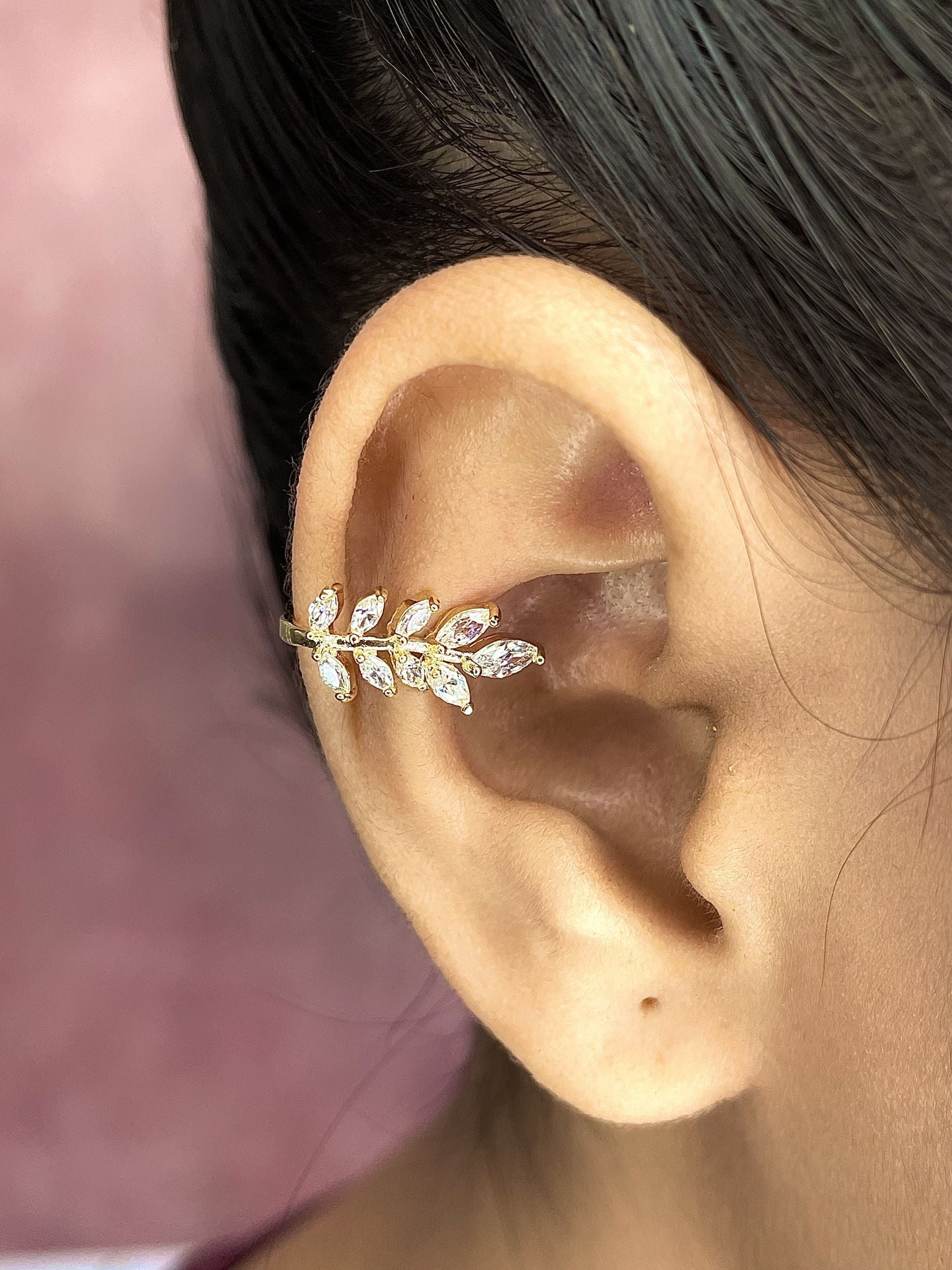 Marquise Leaf CZ 18K Gold Anti Tarnish Single Ear Cuff Earring Bulk