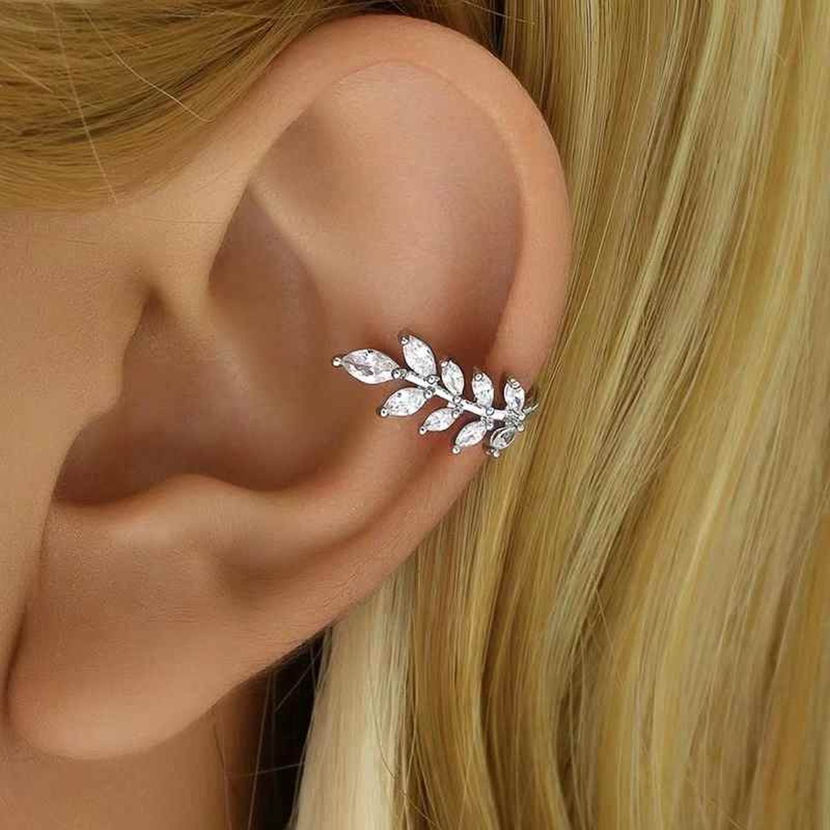 Marquise Leaf CZ 18K Gold Anti Tarnish Single Ear Cuff Earring Bulk Secondary image