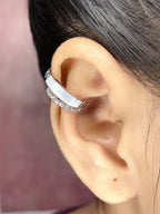 Curb CZ Mother Of Pearl Gold Anti Tarnish Single Ear Cuff Earring Bulk