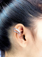 Curb CZ Mother Of Pearl Gold Anti Tarnish Single Ear Cuff Earring Bulk