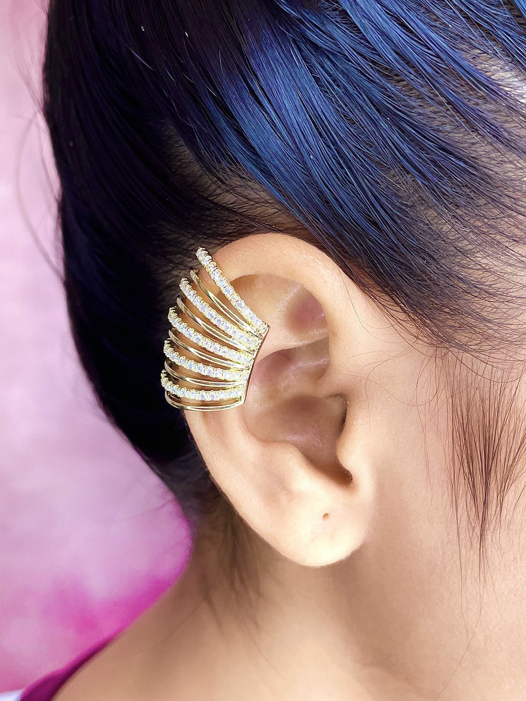 Designers CZ 18K Gold Anti Tarnish Single Ear Cuff Earring Bulk Main image