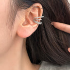 Baguette Pearl Surface Cubic Zirconia 18K Gold Anti Tarnish Single Ear Cuff Earring For Women