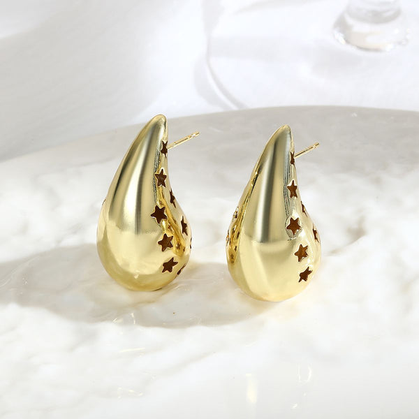 Star Tear Drop 18K Gold Anti Tarnish Stud Earring For Women Bulk Main image