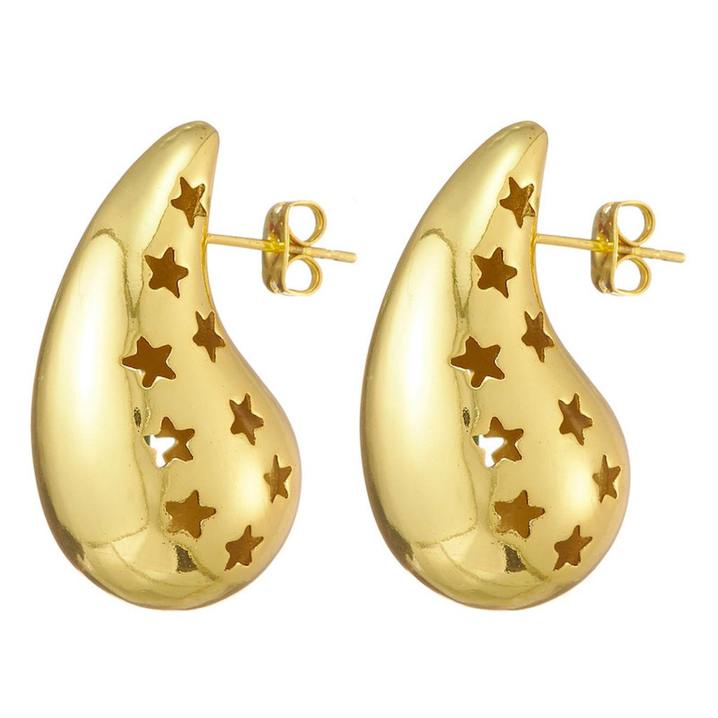 Star Tear Drop 18K Gold Anti Tarnish Stud Earring For Women Bulk