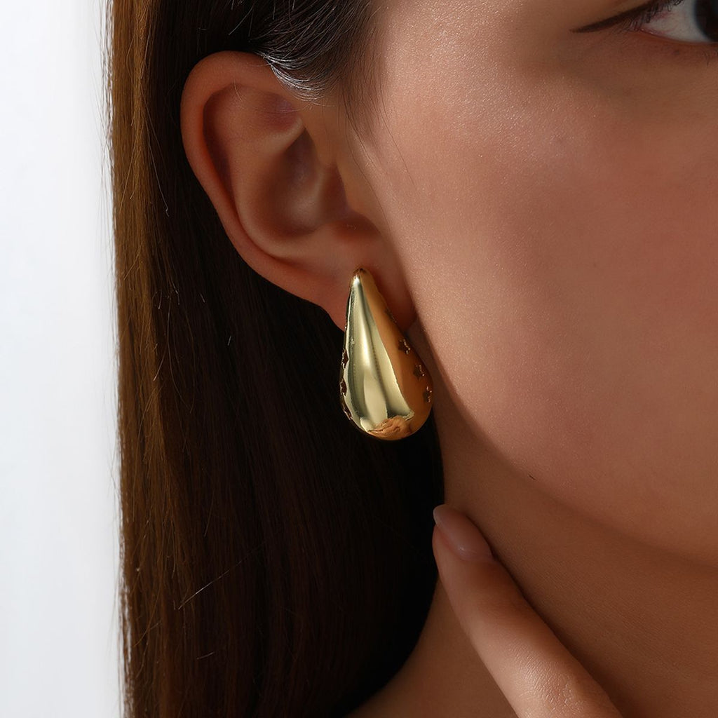 Star Tear Drop 18K Gold Anti Tarnish Stud Earring For Women Bulk