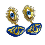 Evil Eye Cubic Zirconia Enamel Blue 18K Gold Dangler Earring Bulk