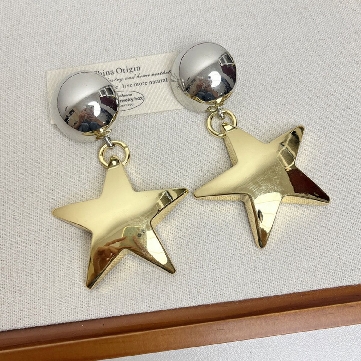 Big Star Glossy 18K Gold Silver Dangler Earring For Women Bulk Main image