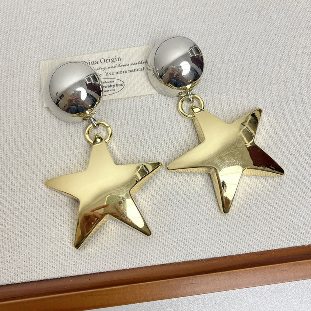 Big Star Glossy 18K Gold Silver Dangler Earring For Women Bulk