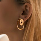 Beaten Finish 18K Gold Anti Tarnish Stud Earring For Women Bulk