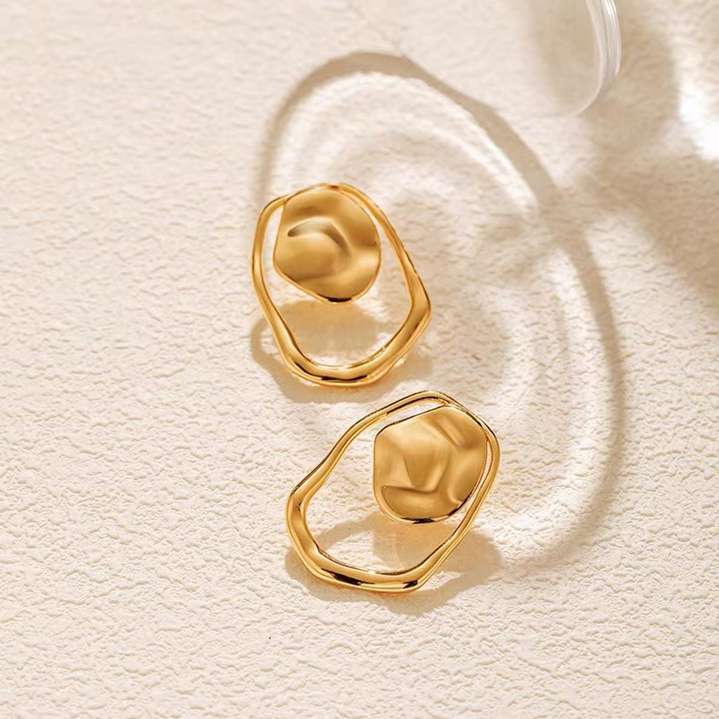 Beaten Finish 18K Gold Anti Tarnish Stud Earring For Women Bulk