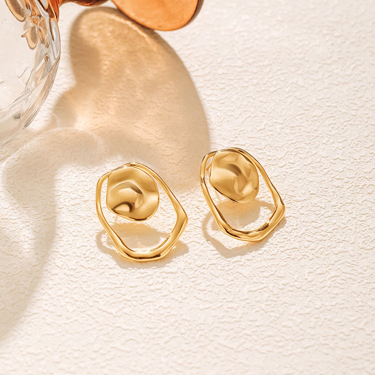 Beaten Finish 18K Gold Anti Tarnish Stud Earring For Women Bulk