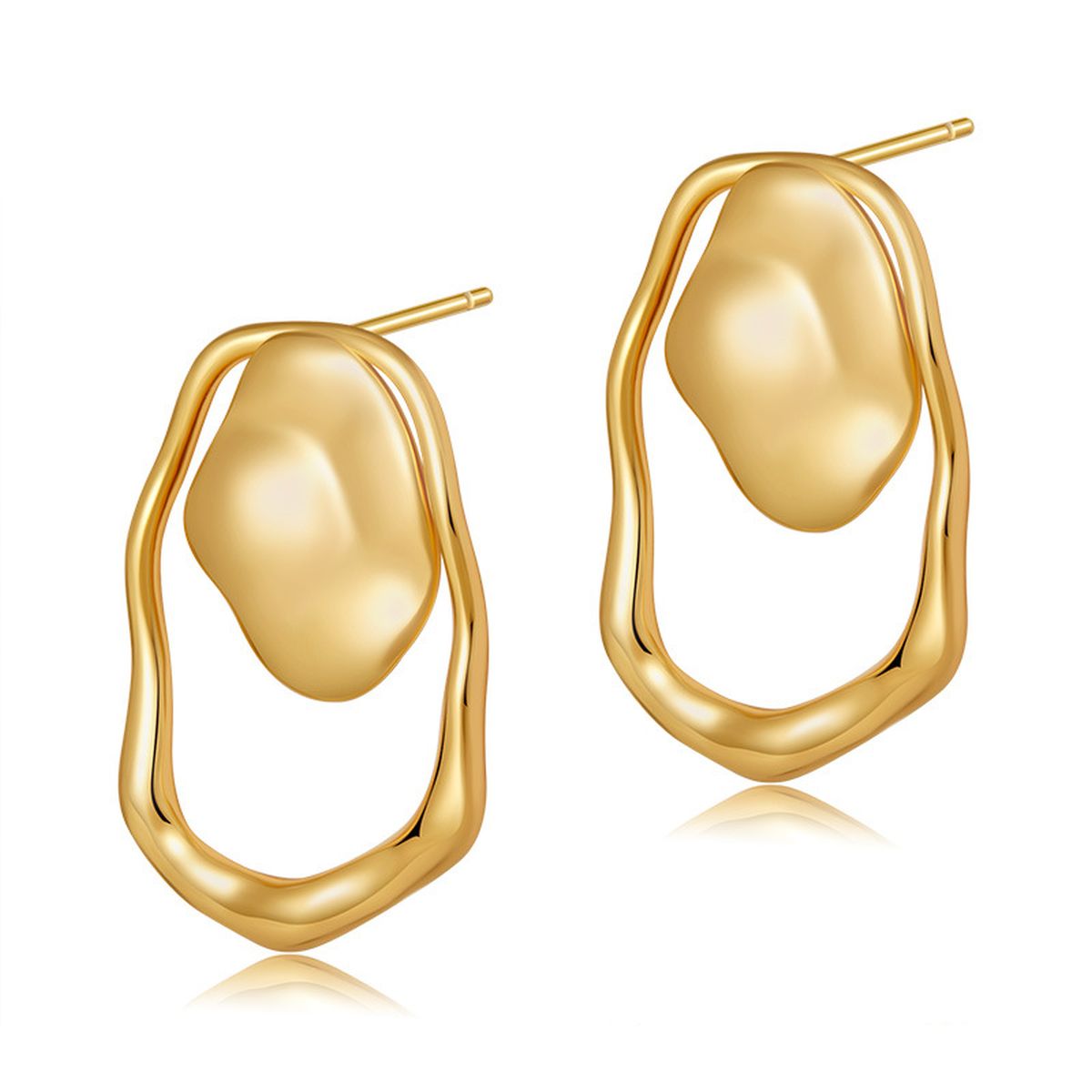 Beaten Finish 18K Gold Anti Tarnish Stud Earring For Women Bulk
