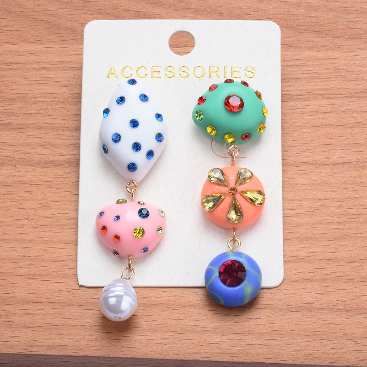 Multicolour Gemstone Pearl Gold Multi Miss Match Dangler Earring Bulk