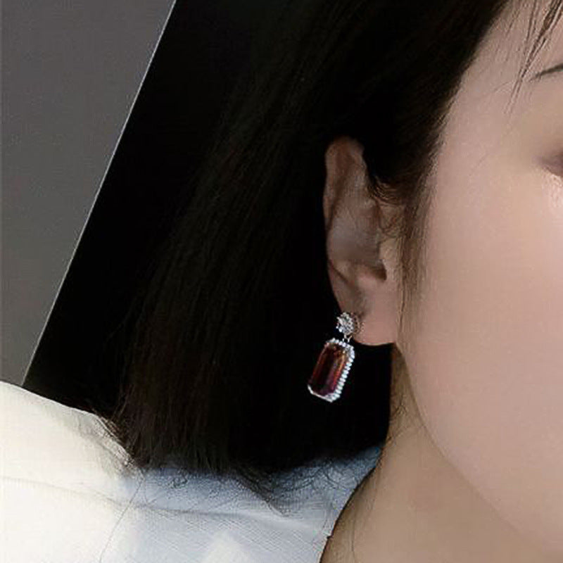 Multi Color Rectangle Silver Plated CZ Dangler Earrings Bulk