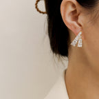 Solitaire Gold Plated Cubic Zirconia Rhinestone Stud Earrings Bulk