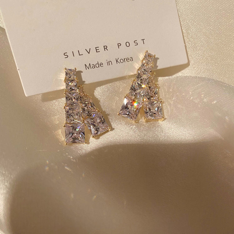 Solitaire Gold Plated Cubic Zirconia Rhinestone Stud Earrings Bulk