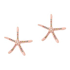 Star Fish Gemstone Pearl 18K Gold Pink Stud Earring For Women
