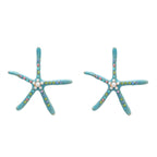 Star Fish Gemstone Pearl 18K Gold Pink Stud Earring For Women