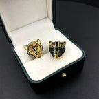 Panther Cubic Zirconia 18K Gold Black Anti Tarnish Stud Earring Bulk