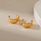 Beaten Finish Wave 18K Gold Anti Tarnish Hoop Earring For Women Bulk