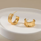 Beaten Finish Wave 18K Gold Anti Tarnish Hoop Earring For Women Bulk
