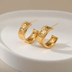 Beaten Finish Wave 18K Gold Anti Tarnish Hoop Earring For Women Bulk